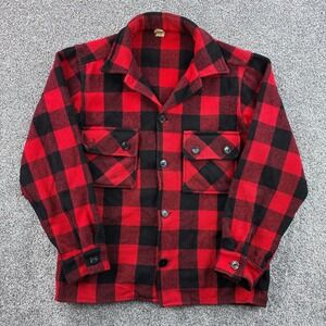 Vintage Fashion Wagon Buffalo Plaid Flannel Shirt Mens M Wool Minnesota Woolen